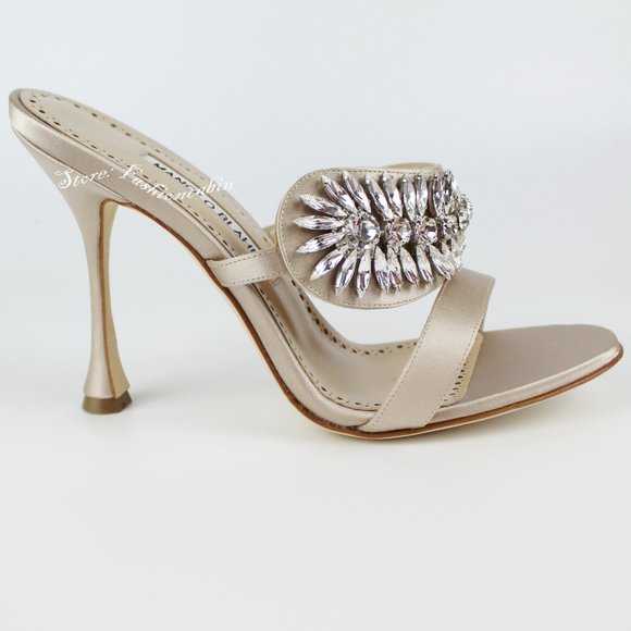 NEW MANOLO BLAHNIK Skysan Crystal Heeled Sandals - Picture 4 of 15